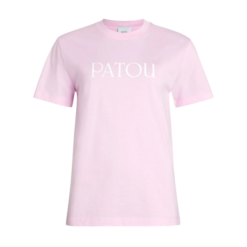 Patou Logo Print Crew Neck Shirt Pink Dames