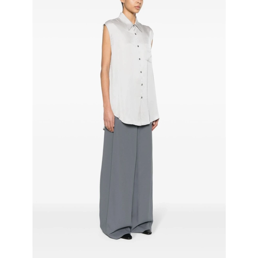 MM6 Maison Margiela Asymmetrische Mouwloze Voering Look Shirt Gray Dames