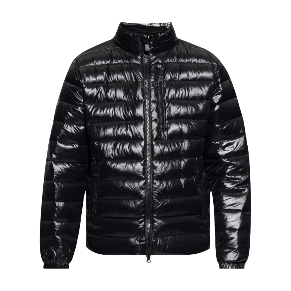 Save The Duck Zwarte Nylon Winddichte Jas met Hoge Kraag Black Heren