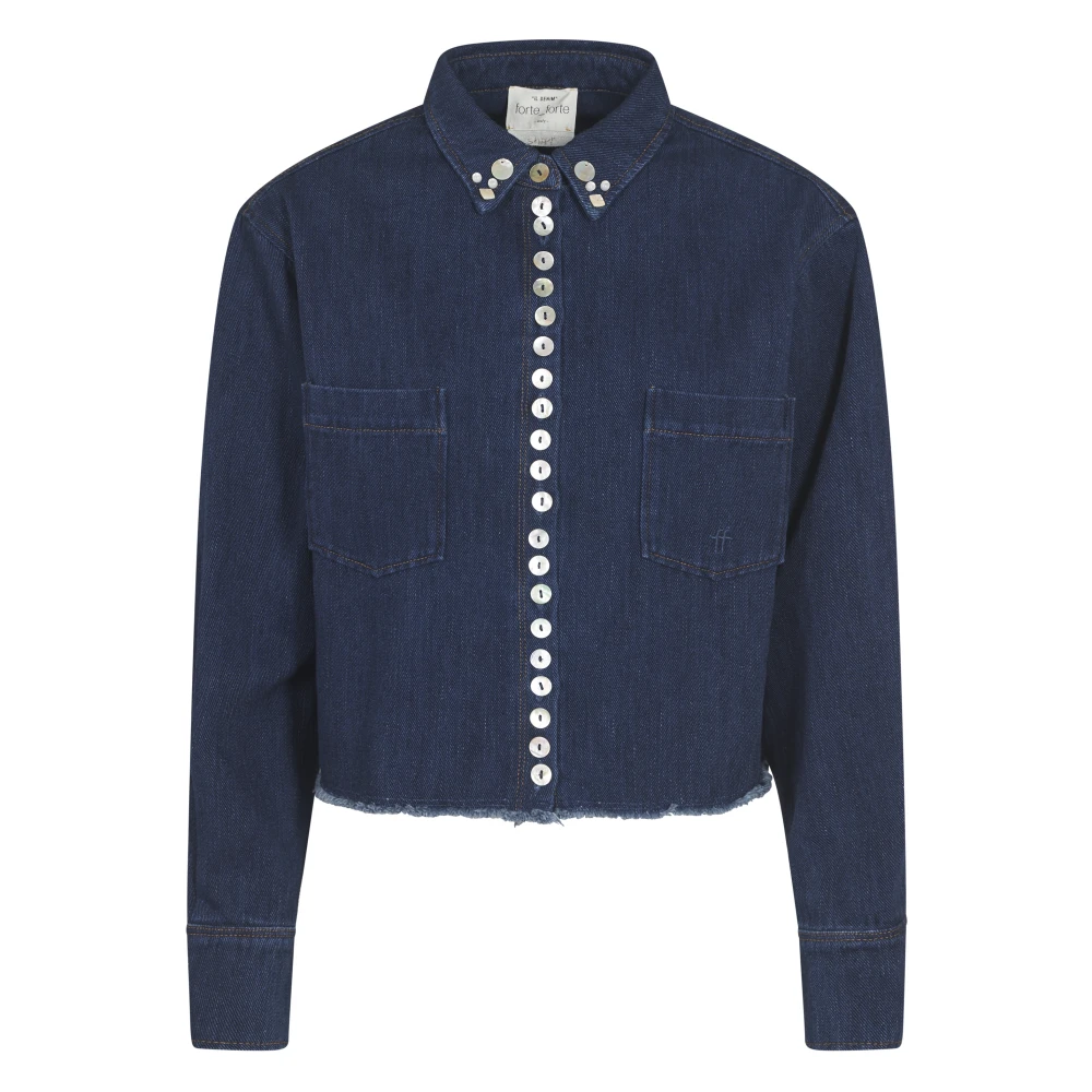 Forte Blauw Overhemd Elegante Stijl Blue Dames