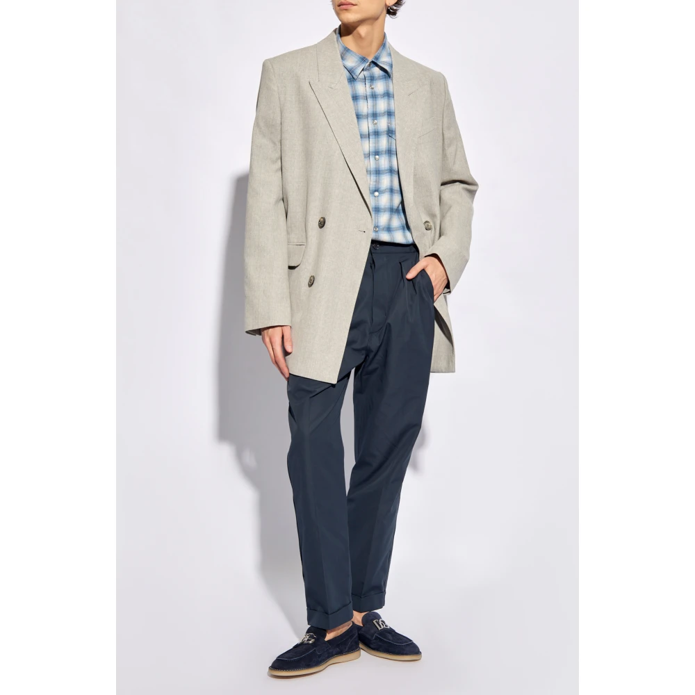 Tom Ford Broek met plooien Blue Heren