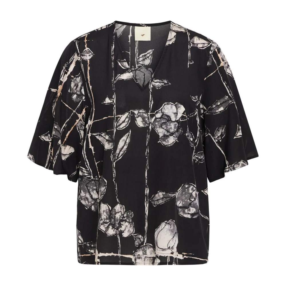 Heartmade Loszittende Tiasa Top in Zwart Folie Black Dames