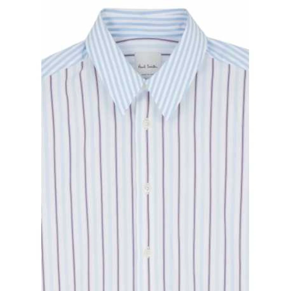 Paul Smith Blauw Wit Pruim Gestreept Overhemd Blue Heren