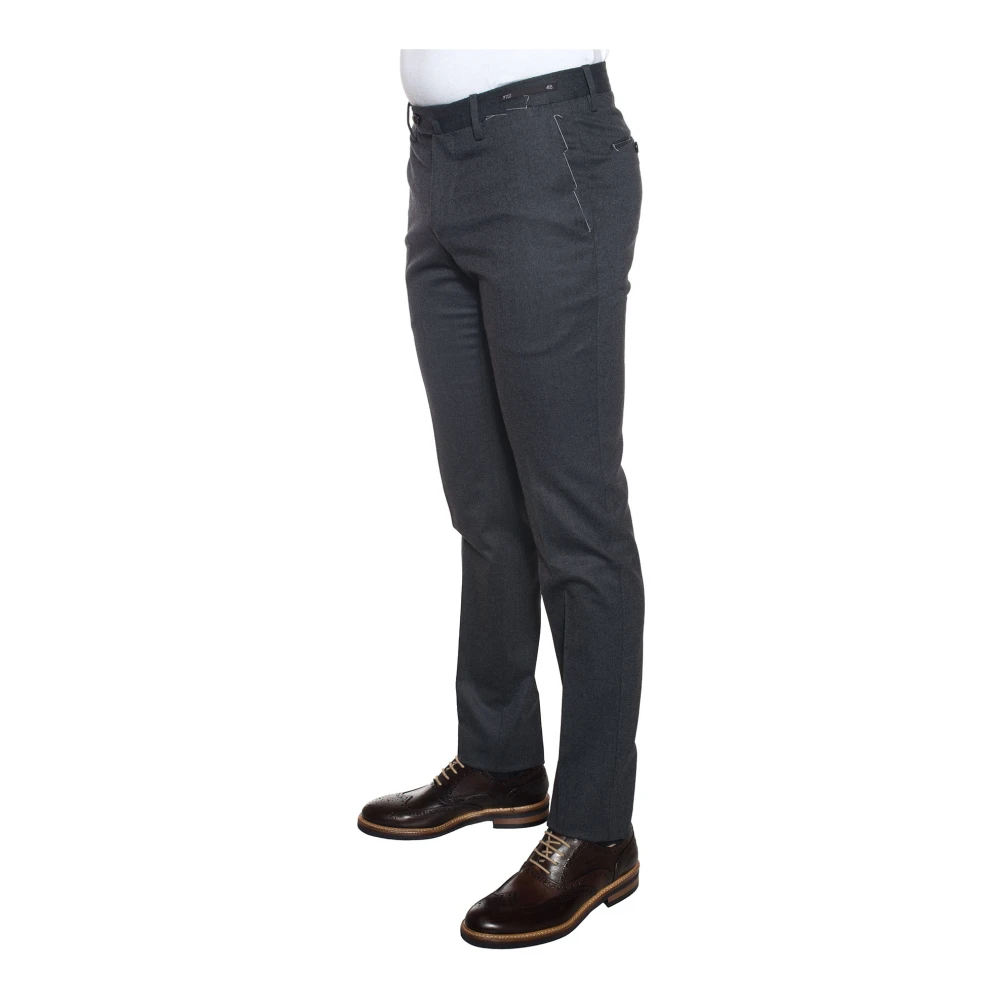 Pt01 Slim Fit Flanellen Broek met Tailoring Vent Gray Heren