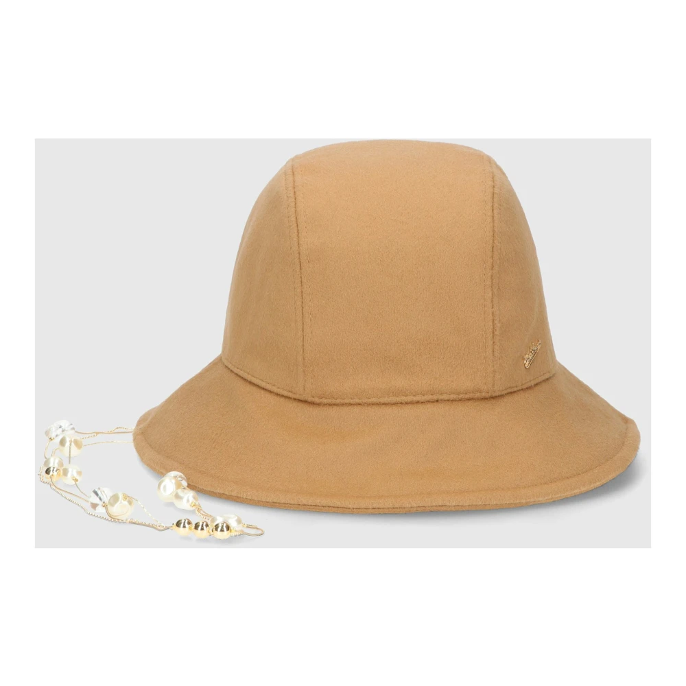 Borsalino Parelketting Wol Cloche Hoed Brown Dames