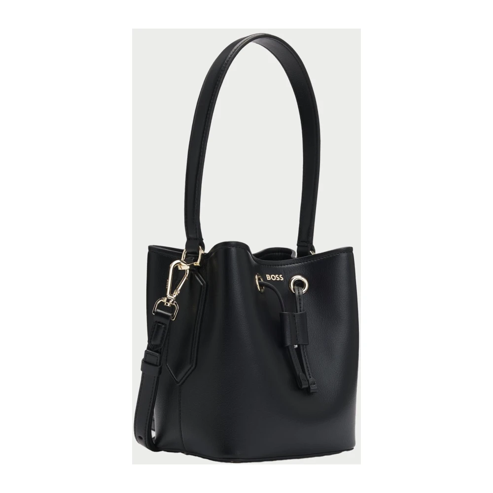 Hugo Boss Liriel Mini Bucket Tas met Double B Monogram Black Dames