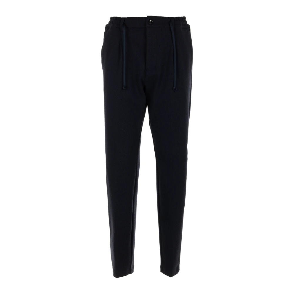 Cruna Blauwe Slim Tapered One Pleat Broek Blue Heren