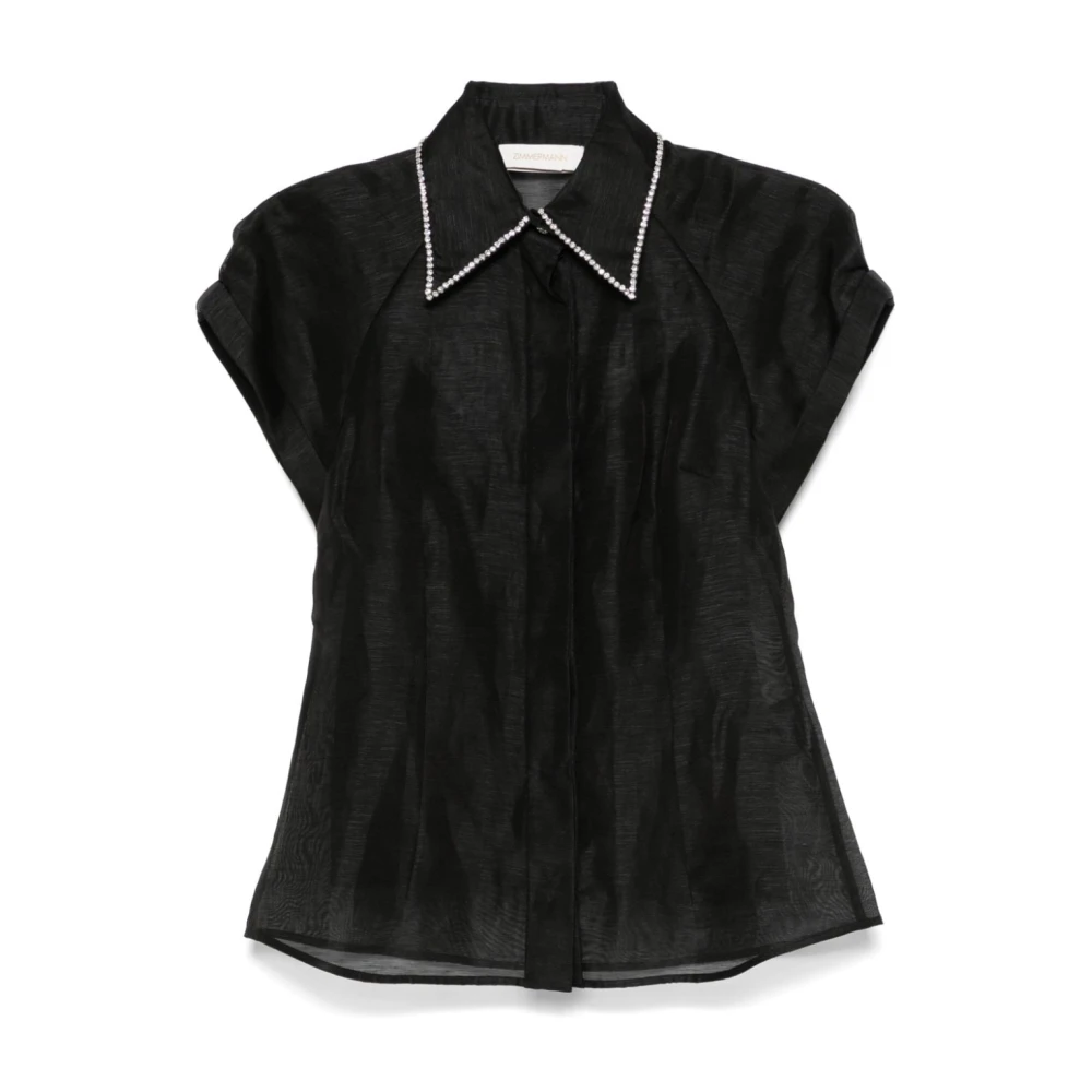 Zimmermann Doorschijnende kristalkraag shirt Black Dames
