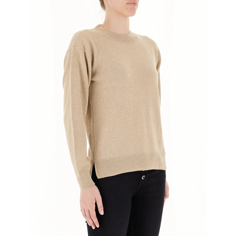 Armani Exchange Gouden trui met lange mouwen en wijde schouders Beige Dames