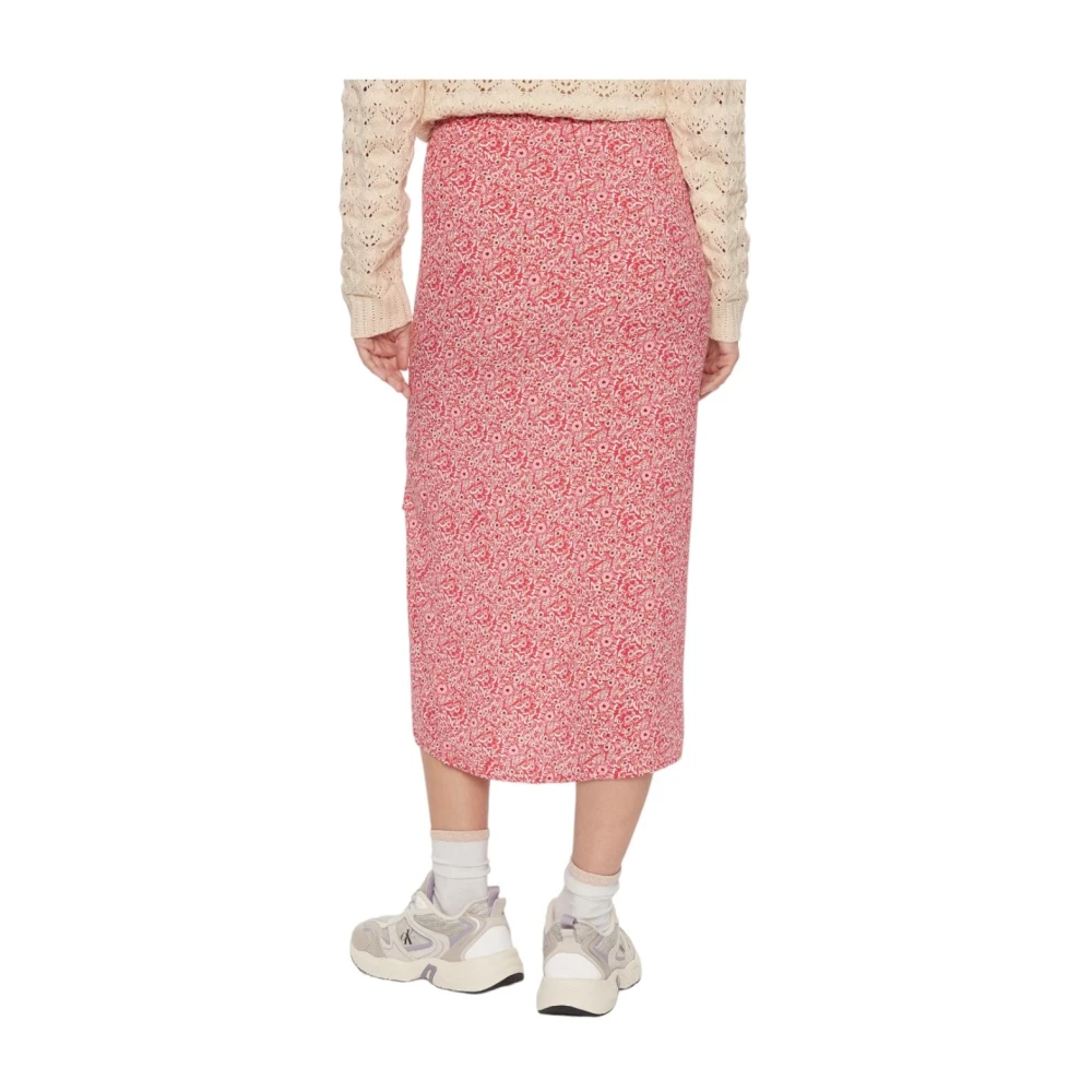 Pepe Jeans Moderne Midi Rok met Decoratieve Naden Pink Dames