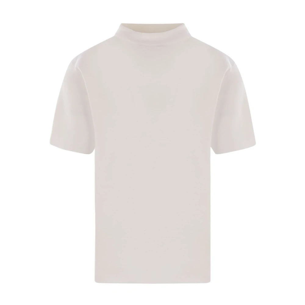 Cfcl Witte T-shirt met textuur en hoge-lage zoom Beige Heren