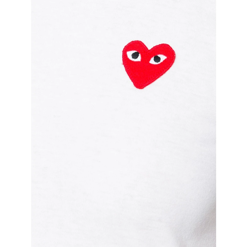 Comme des Garçons Play Geborduurd hart logo T-shirt White Dames