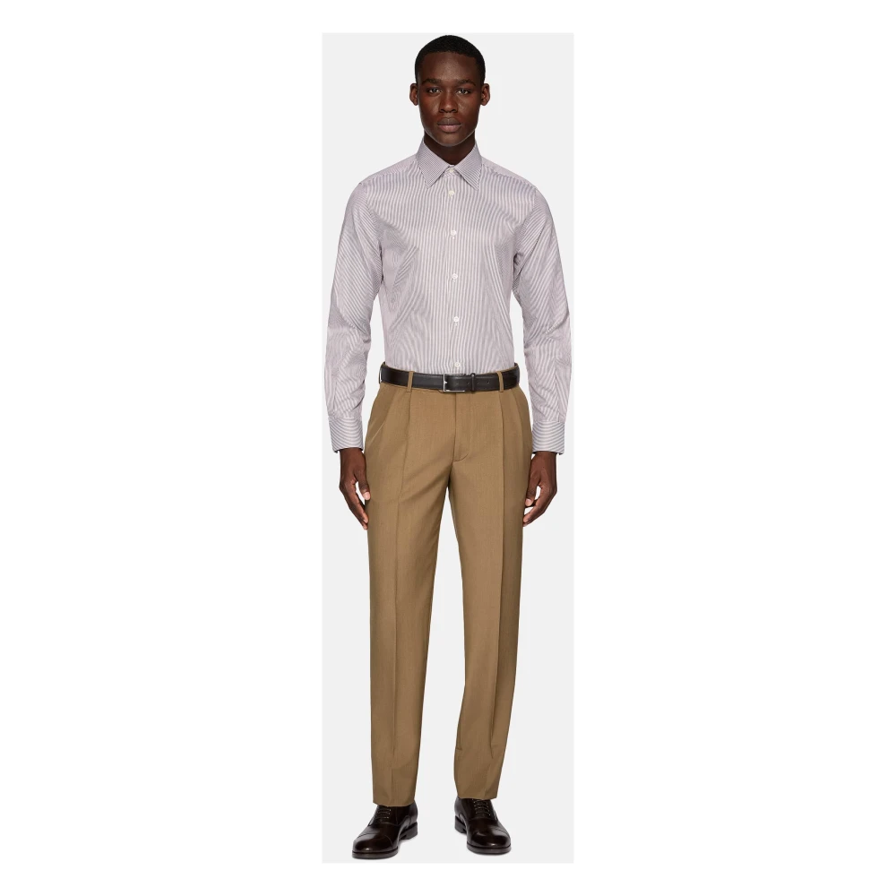 Boggi Milano Regular Fit gestreept overhemd van katoen Brown Heren