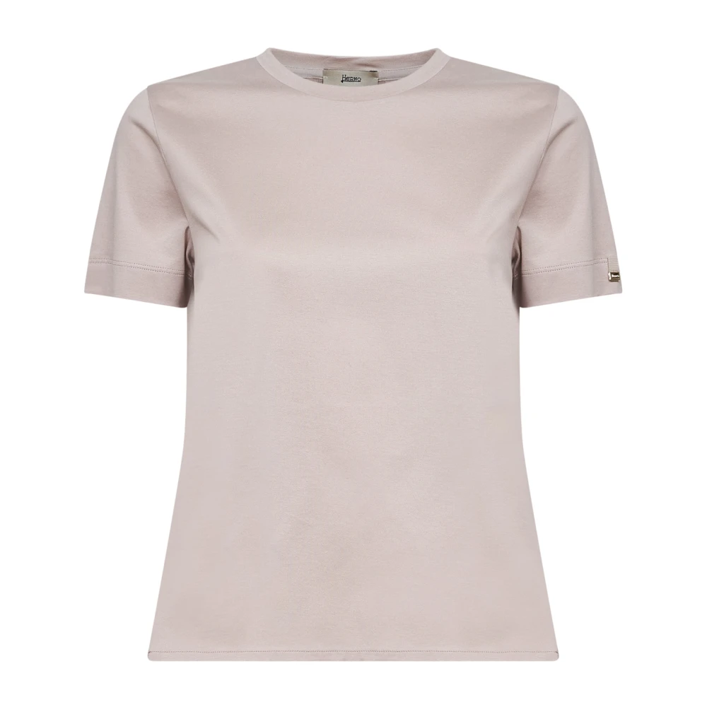 Herno Vrouw Roze Tops Dames, S, Katoen, T-Shirt Met Ronde Hals