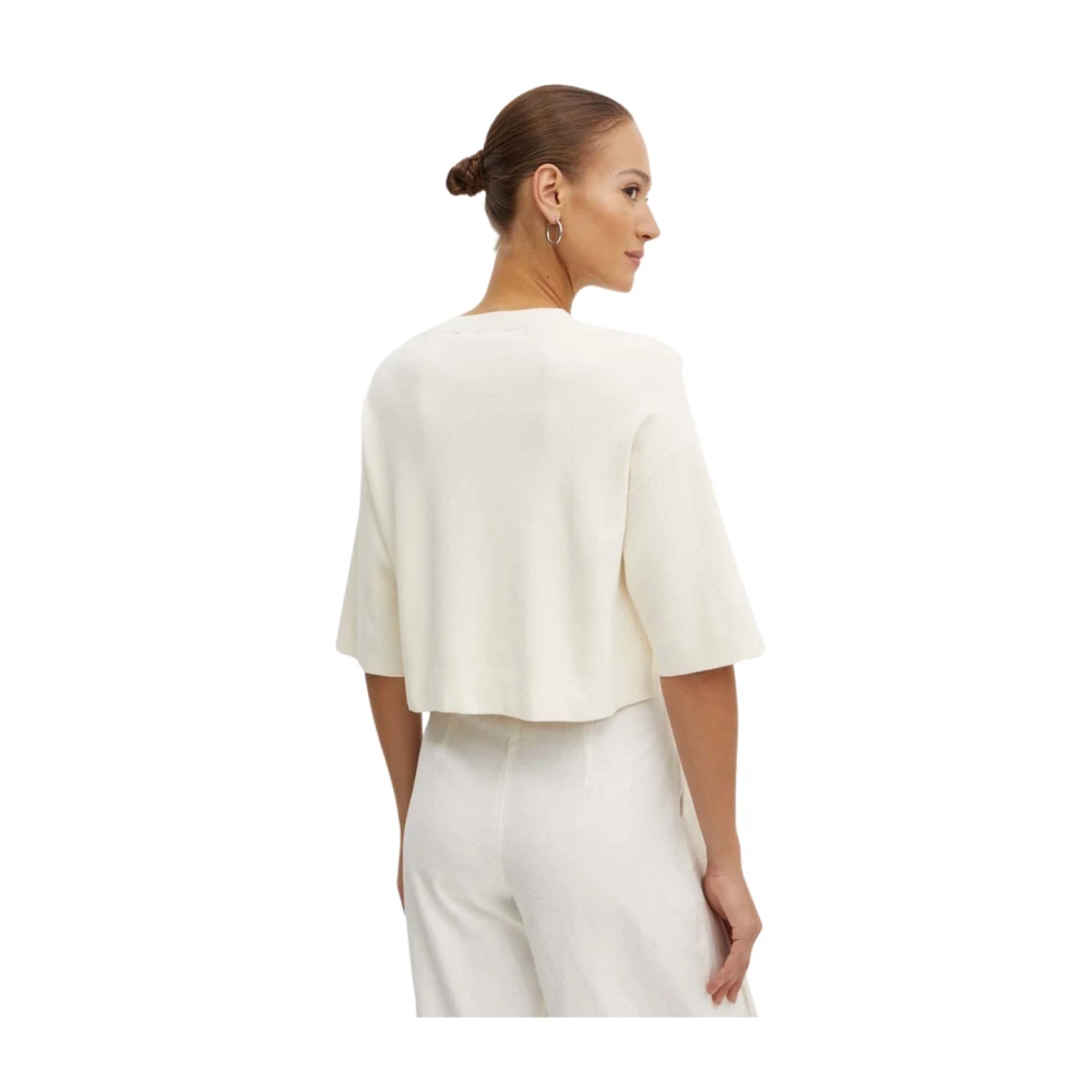 Max Mara Elegante Gebreide Top Beige Dames