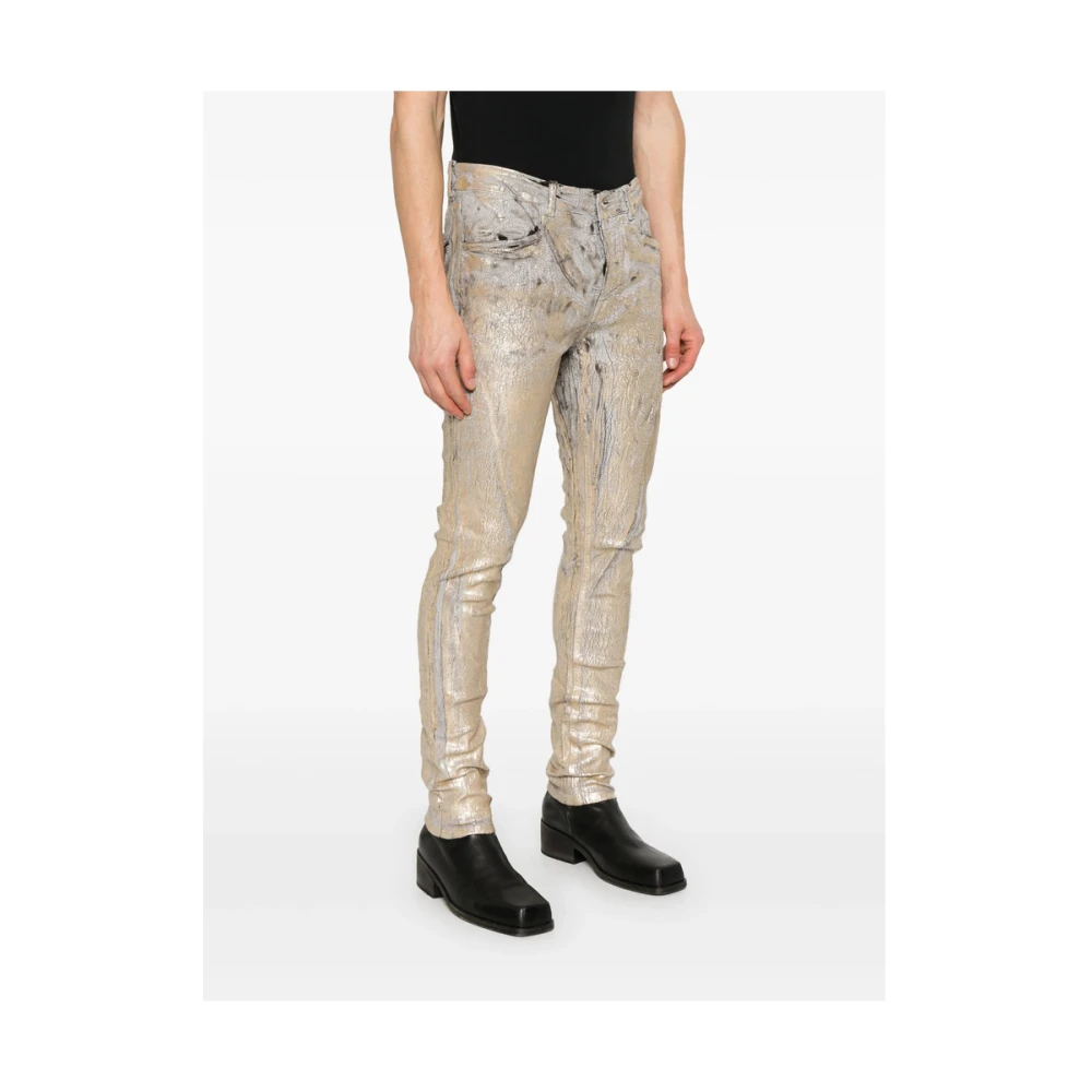 Rick Owens Goudkleurige Knoopsluiting Jeans met Zakken Yellow Heren