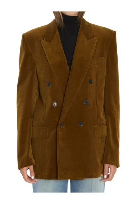 Double-Breasted Corduroy Blazer
