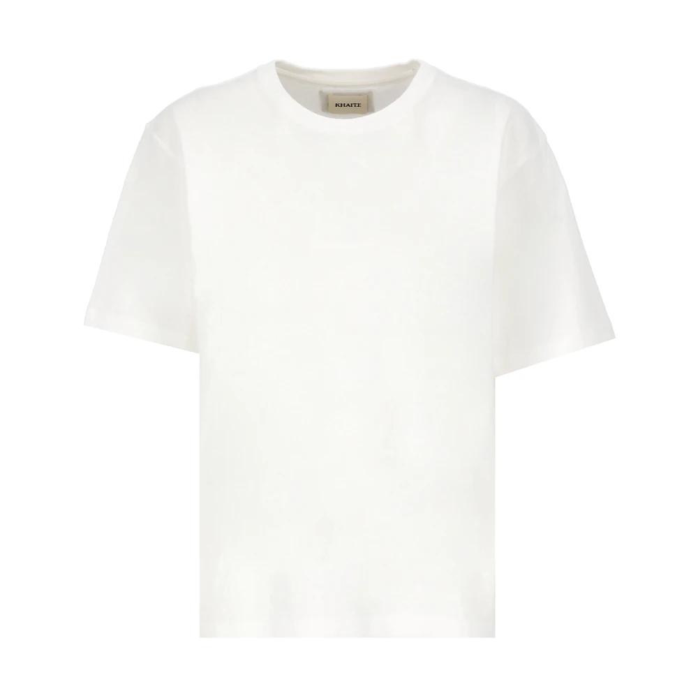 Khaite Witte Katoenen T-shirt met Logo Patch White Dames