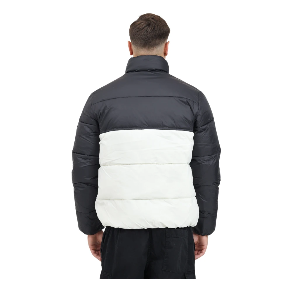 Calvin Klein Jeans Zwart-witte color-block gewatteerde jas Black Heren