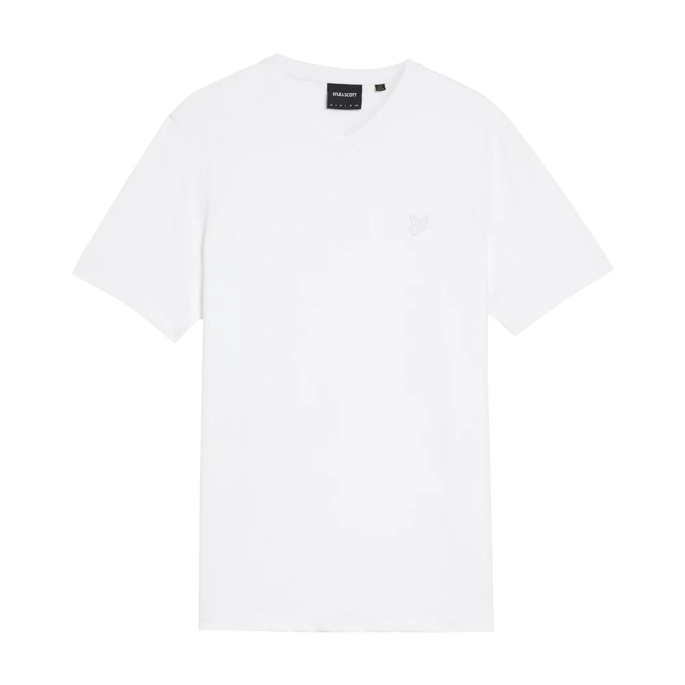 Lyle & Scott SS T-shirts Superfine V Neck T-shirt White, Herr