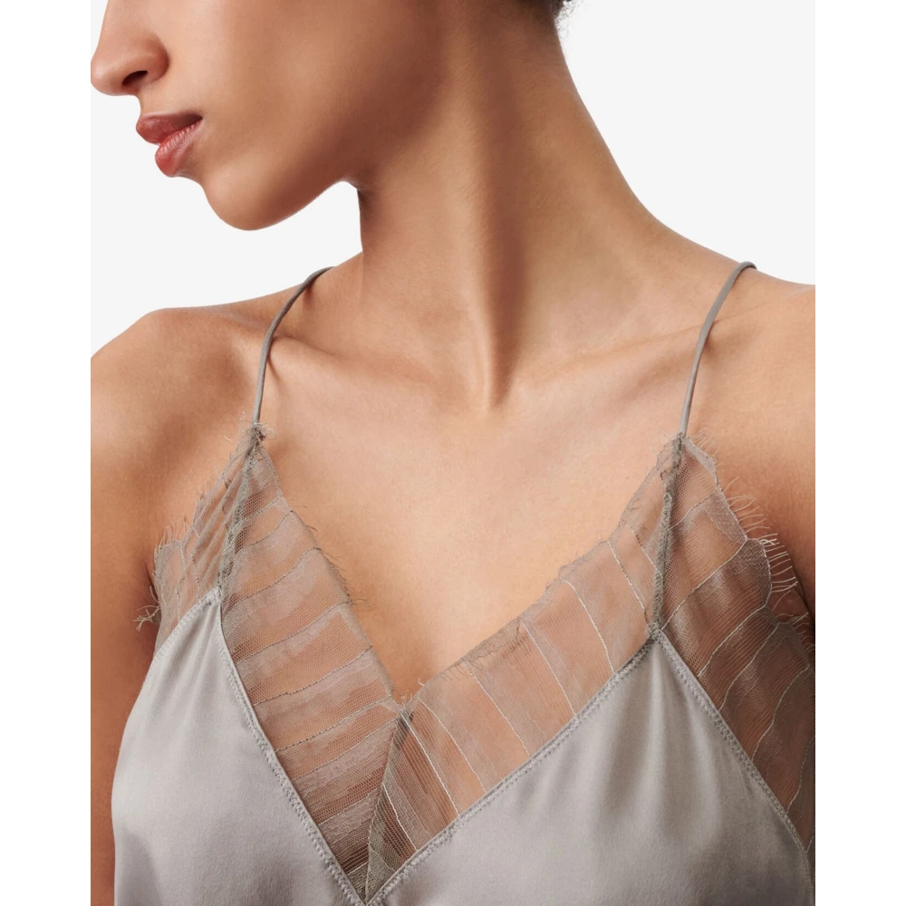 IRO Zijden Hemdje Kant Detail Gray Dames