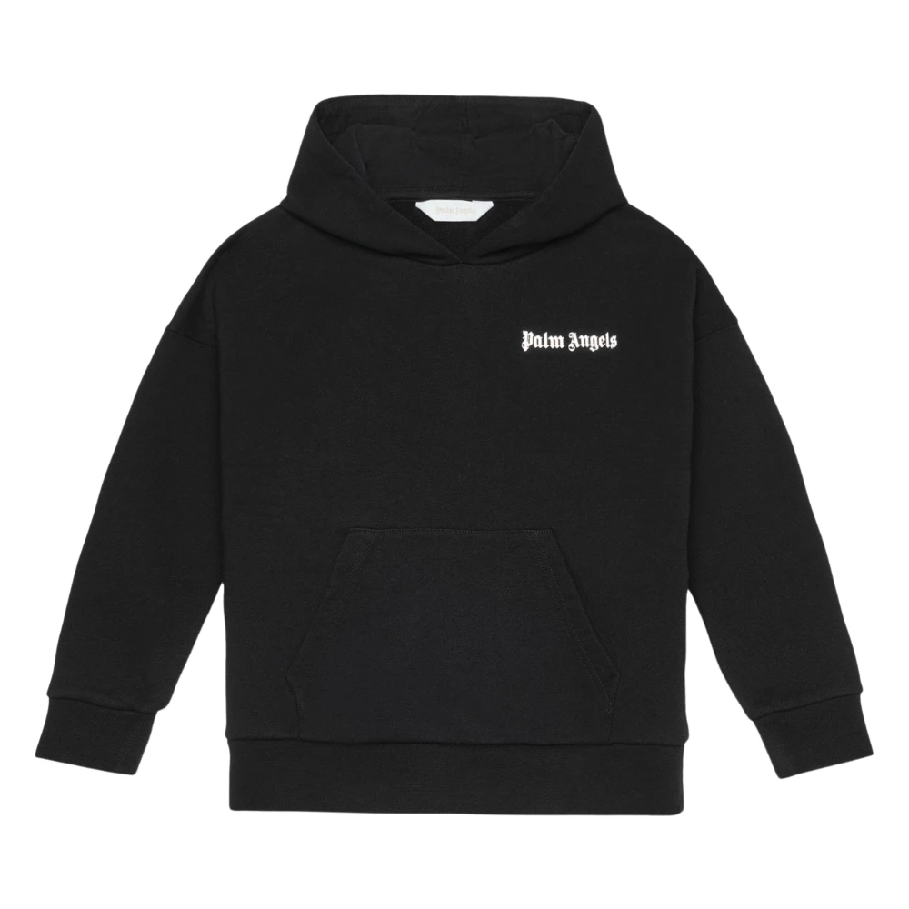 Palm Angels Boys Black Kids Sweatshirts, 10 Y, Overlogo Oversize Hoodie