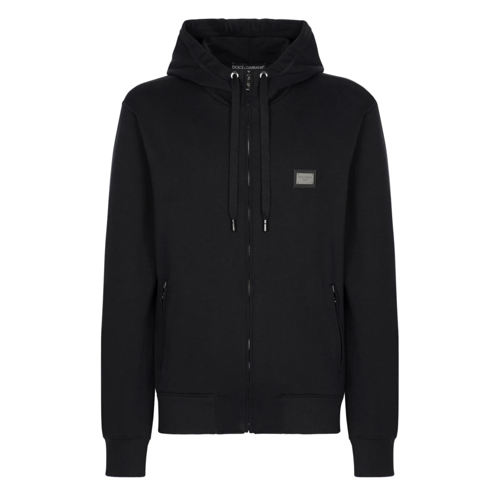 Dolce & Gabbana Zip Hoodie Sweaters Essential Black, Herr