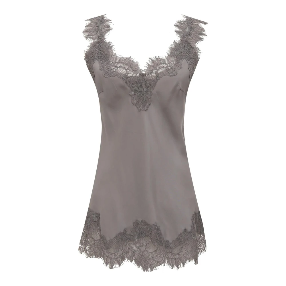 Gold Hawk Grijze Kant Trim Tank Top Gray Dames