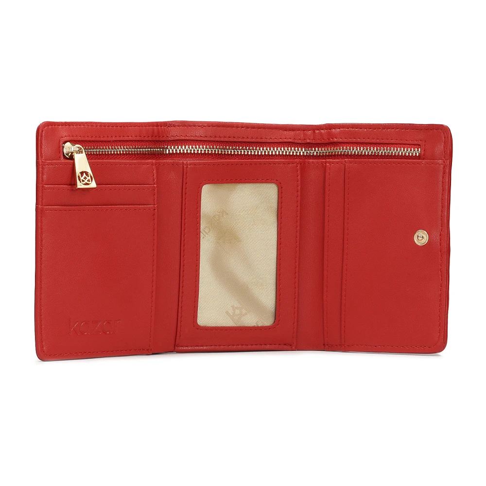 Kazar Kleine leren portemonnee in rode kleur Red Dames