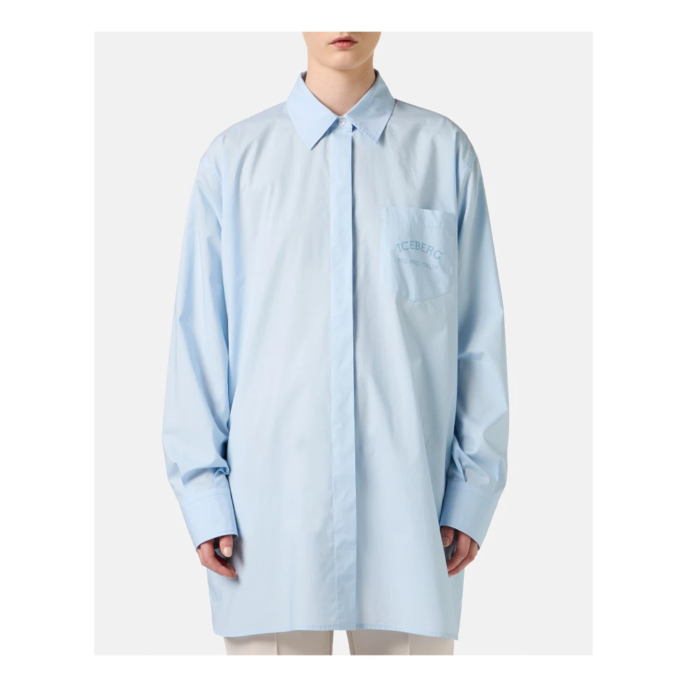 Iceberg Lichtblauwe over-fit katoenen popeline overhemd Blue Dames