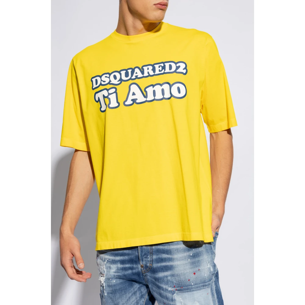 Dsquared2 T-shirt met logo Yellow Heren