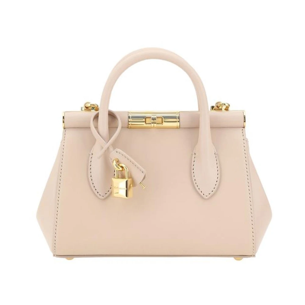 Dolce & Gabbana Elegante Leren Handtas met Kettingriem Beige Dames