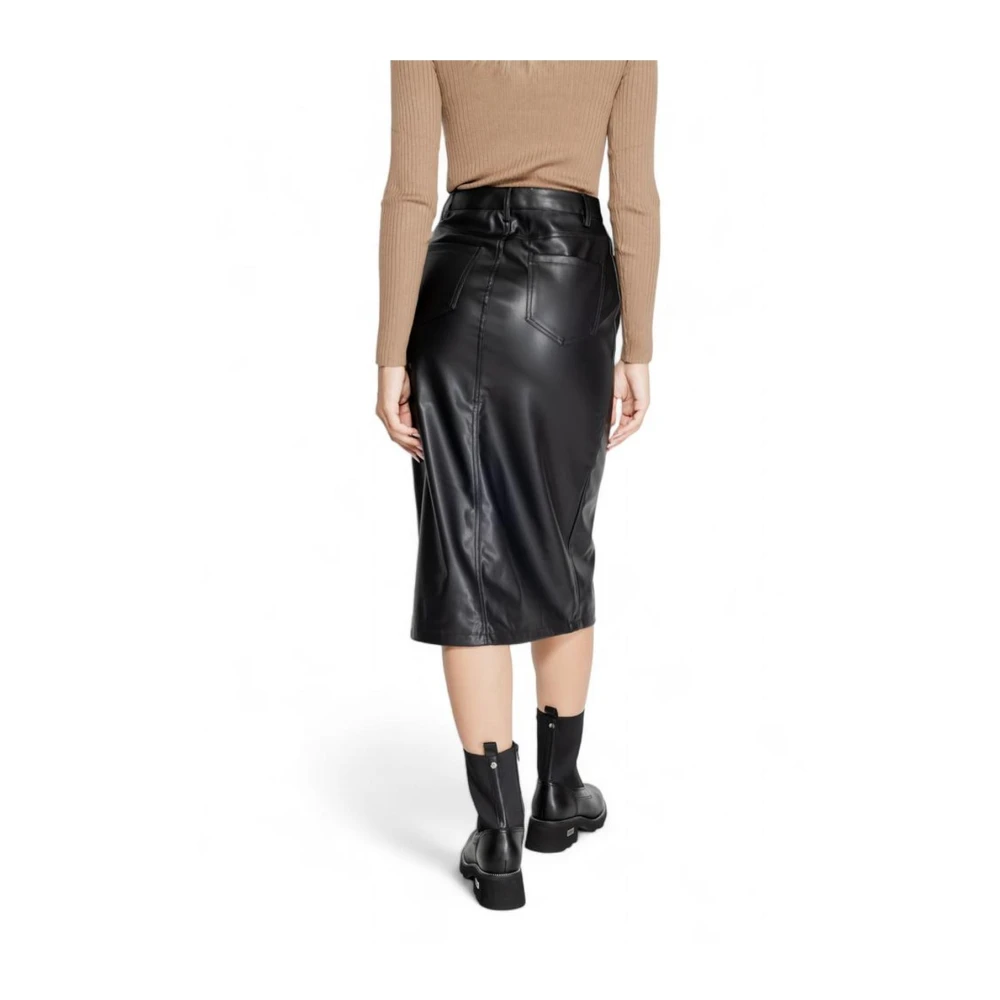 Only Elegante Zwarte Polyester Rok Herfst Winter Collectie Black Dames