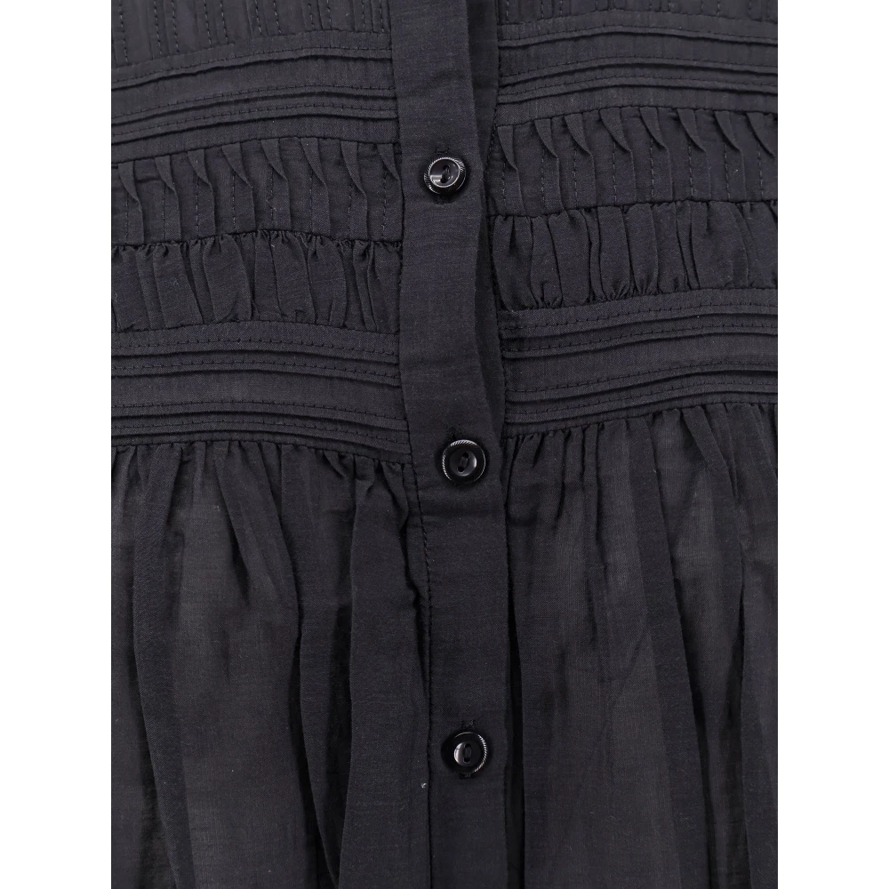 Isabel Marant Étoile Biologisch Katoen Viscose Shirt met Geplooid Inzetstuk Black Dames