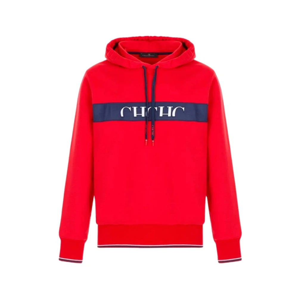 Carolina Herrera Geborduurde Hoodie Regular Fit Katoen Red Heren