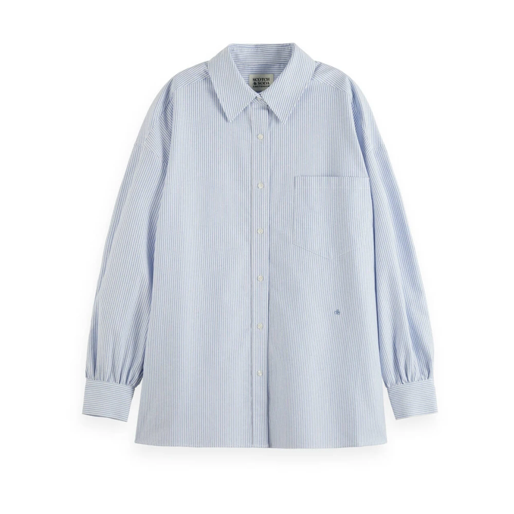 Scotch & Soda Gestreepte Oxford Blouse Vriendin Stijl Blue Dames