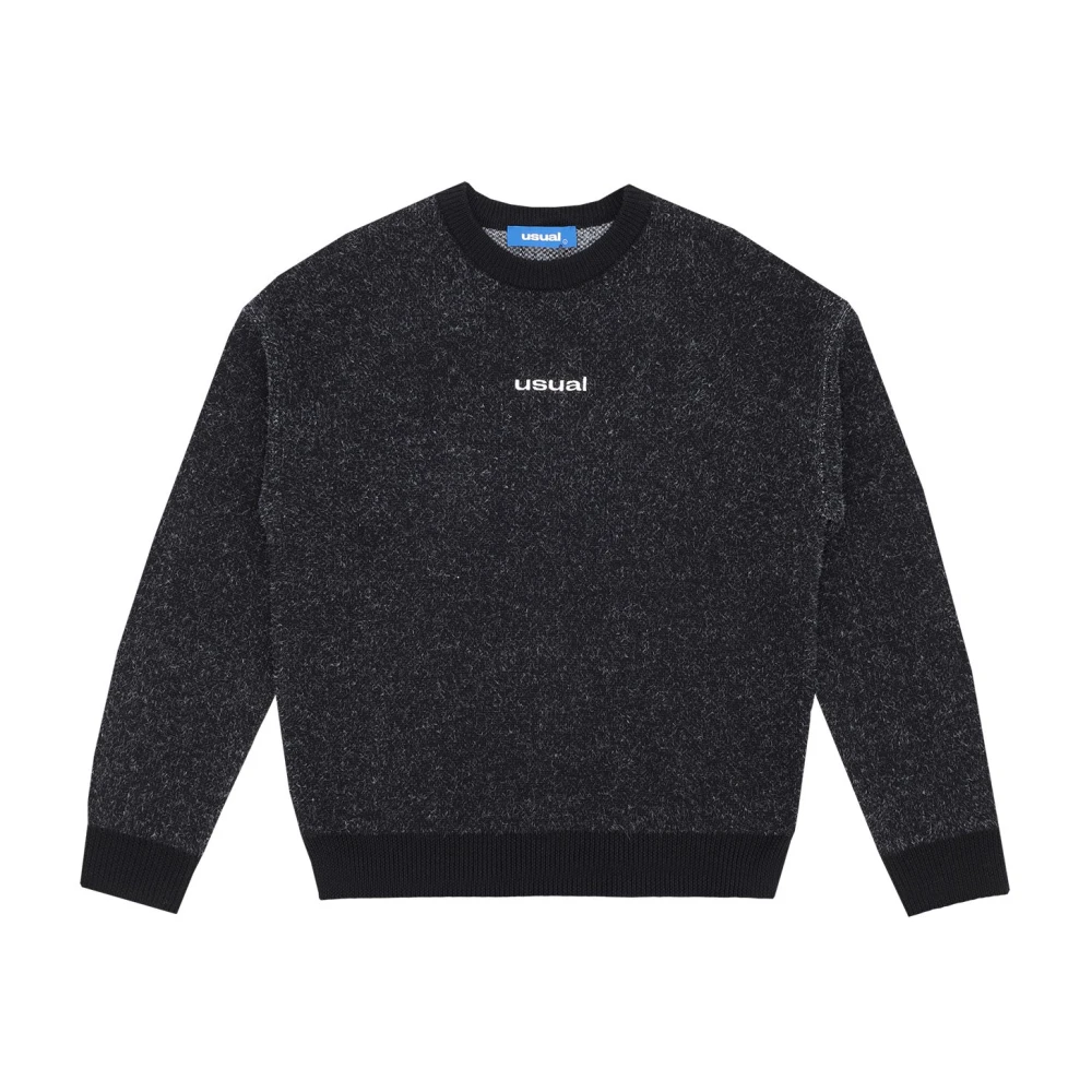 Usual Logo Crew Sweater in Zwart Black Heren