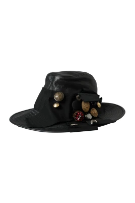 Kristall Stud Bredbrättad Cloche Hat
