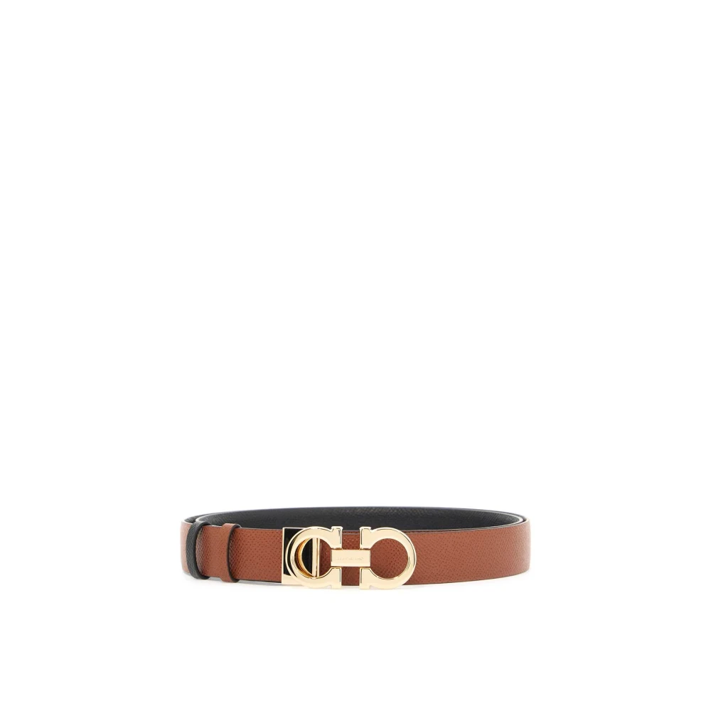 Salvatore Ferragamo Omkeerbare gehamerd leren riem met Gancini gesp Brown Dames