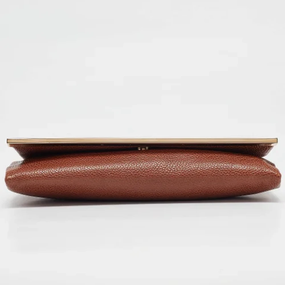 Carolina Herrera Pre-owned Leather clutches Brown Dames