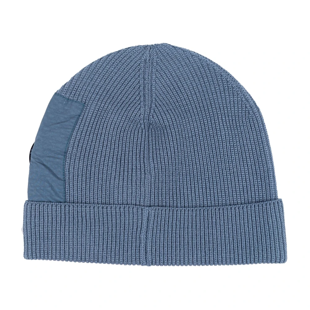 C.P. Company Mannen Wol en Katoen Muts met Lens Detail Blue Heren