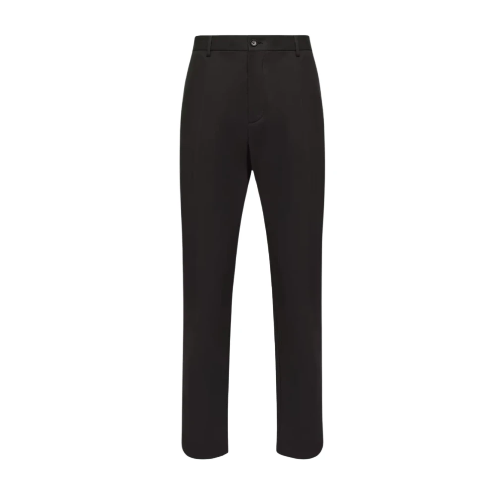 Moncler Uomo Nero - Pantaloni Dritti In Tela Di Cotone Ricamati Con Logo - Trousers - S - Immagine 1