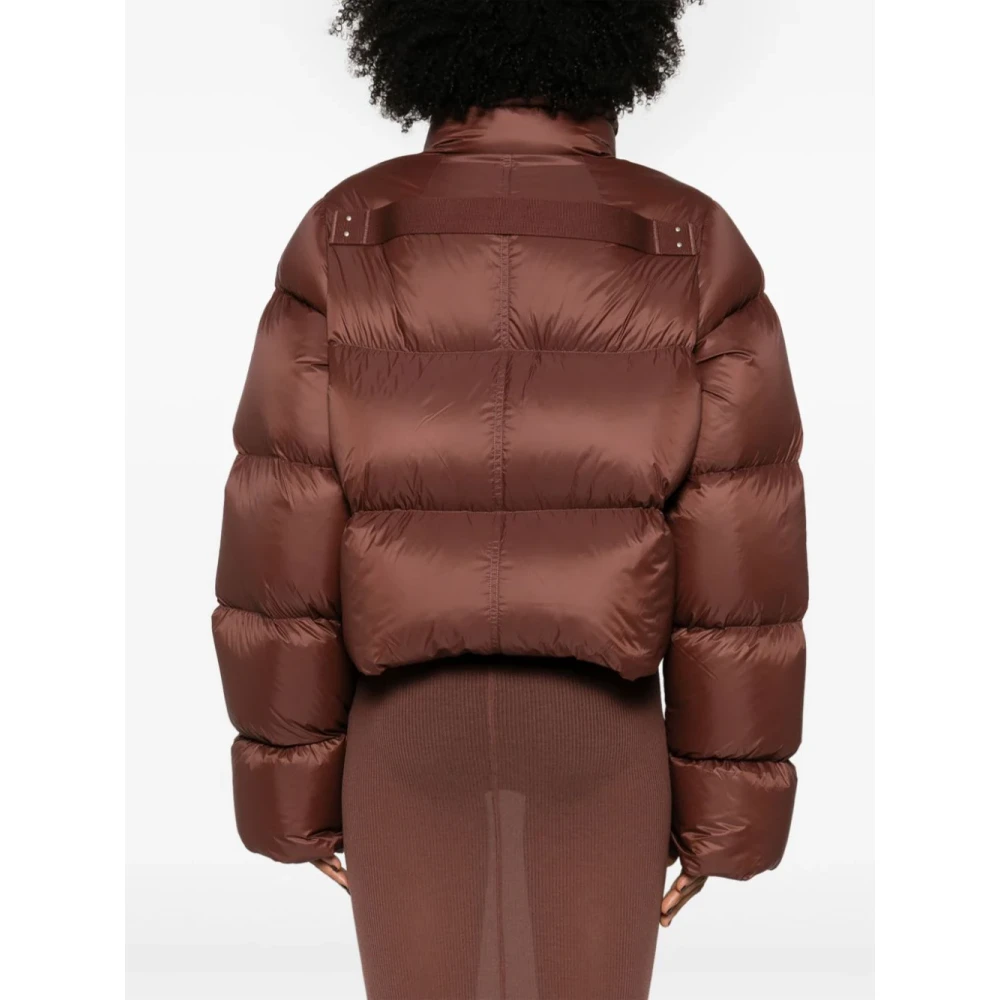 Rick Owens Bruine Korte Jas met Hoge Kraag Brown Dames