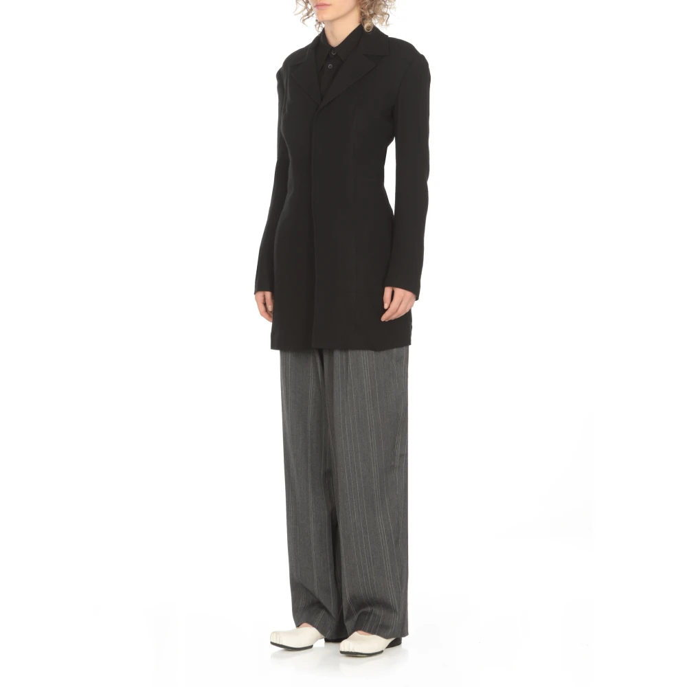 Y-3 Zwarte wollen blazer met pieklapel Black Dames