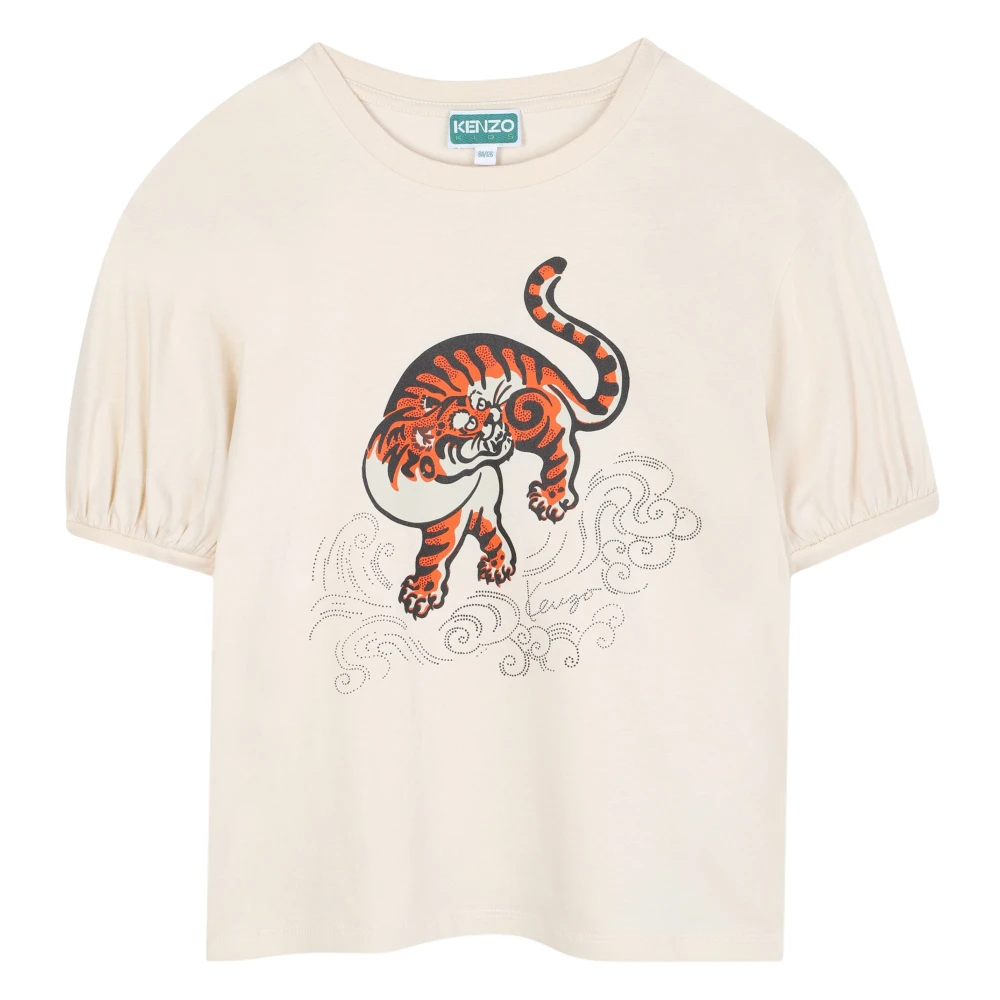 Kenzo Girls Beige Tiger Print T-Shirt