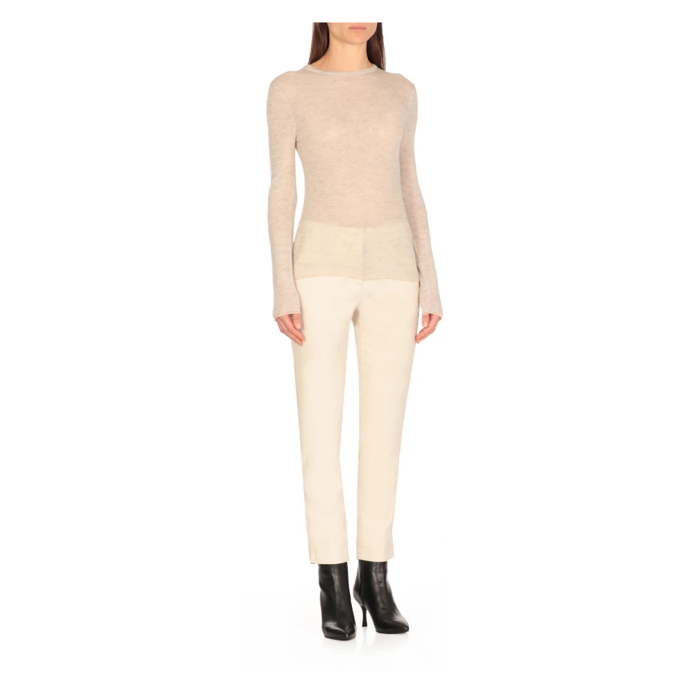 PESERICO Ivoor Wollen Trui met Lurex Details Beige Dames