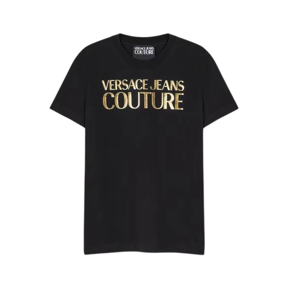 Versace Jeans Couture Zwarte Tee met Gouden Branding Black Heren
