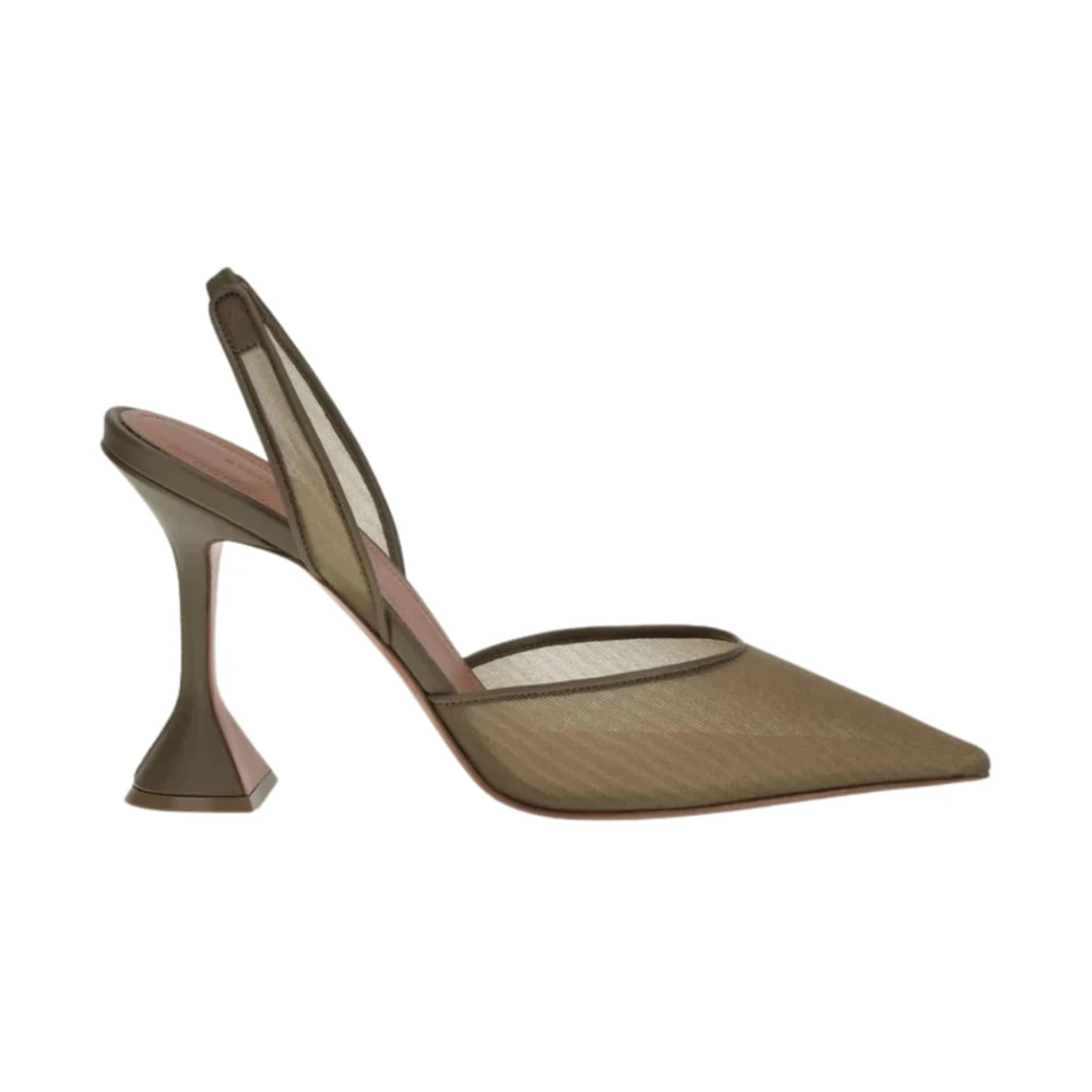 Amina Muaddi Women's Beige Pumps, 3 Uk, Holli Mesh Sling 95