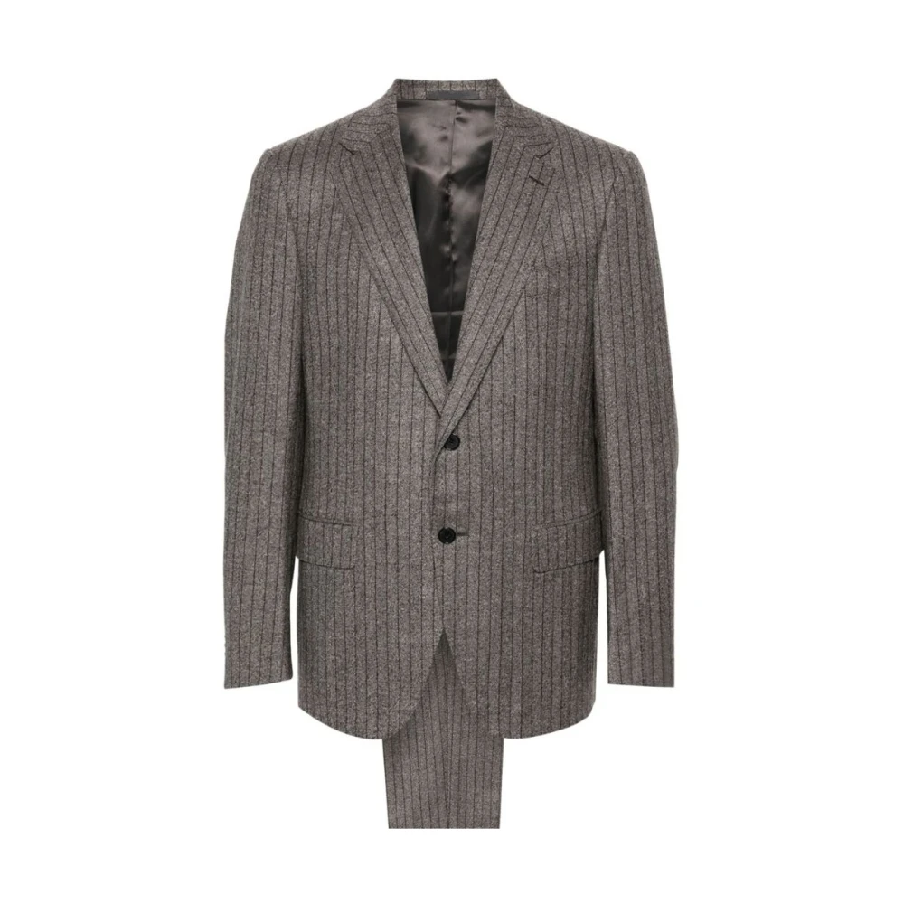 Caruso Pinstripe Herringbone Blazer en Broek Set Gray Heren