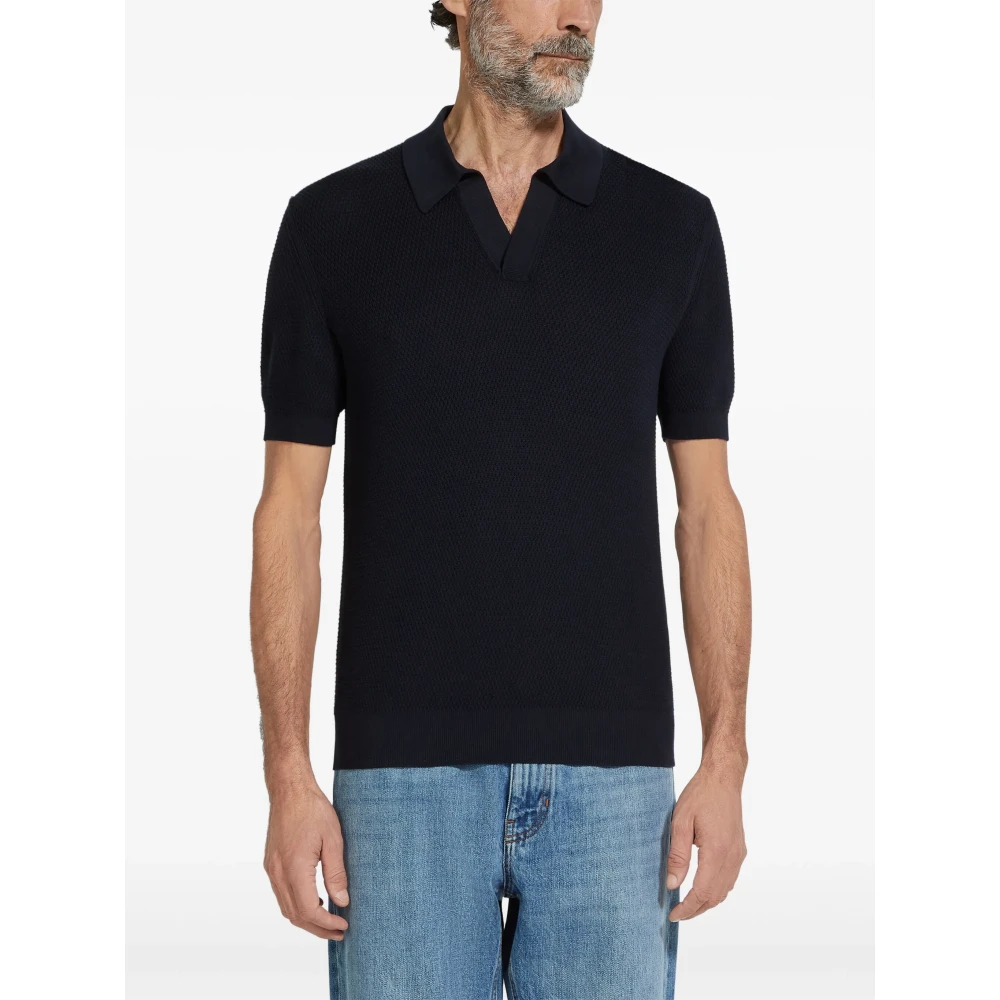 Z Zegna Blauwe Polo T-shirt 100% Katoen Italië Blue Heren
